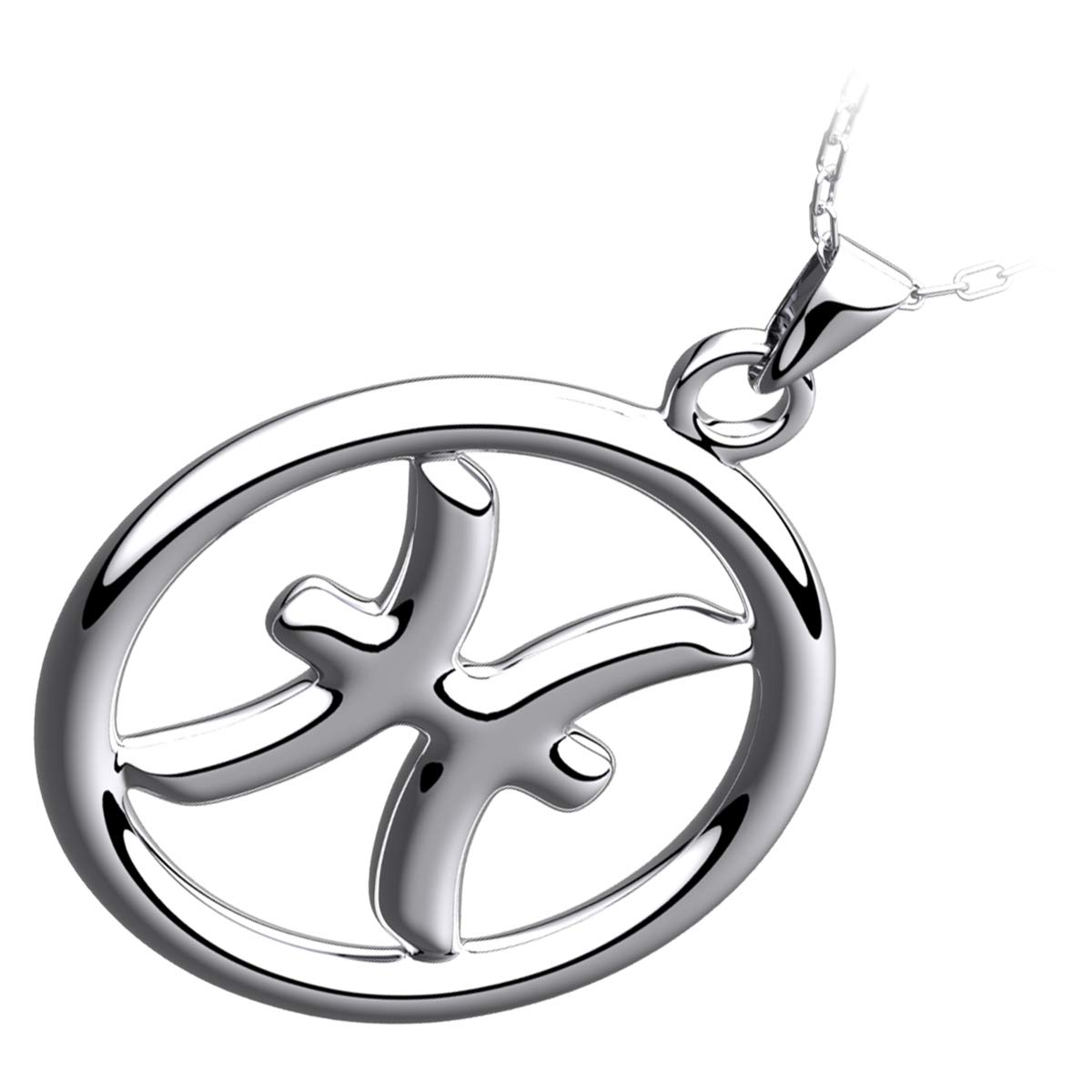 GWG Jewellery 925 Sterling Silver Fish Zodiac Sign Pendant Necklace in Gift Box for Women