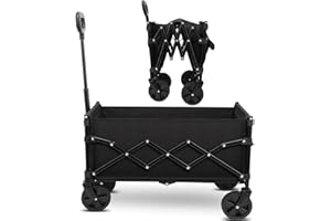 Collapsible Wagon Cart Trolley with Wheel for Shoppings Gardennings campings and Outdoor Sports 220L Load Capacity