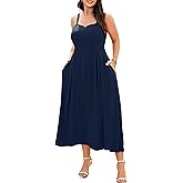 RWJ Women's Plus Size Dresses with Pockets V-Neck Sleeveless Maxi Dress for Wedding Guest Dress Formal Cocktail