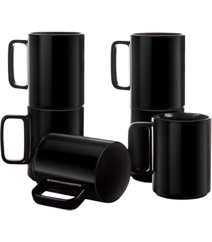 Amazon.com: BYCNZB 12oz coffee mug set of 6 Coffee Mugs for Coffee, Tea,  Cocoa, Milkblack : Home & Kitchen