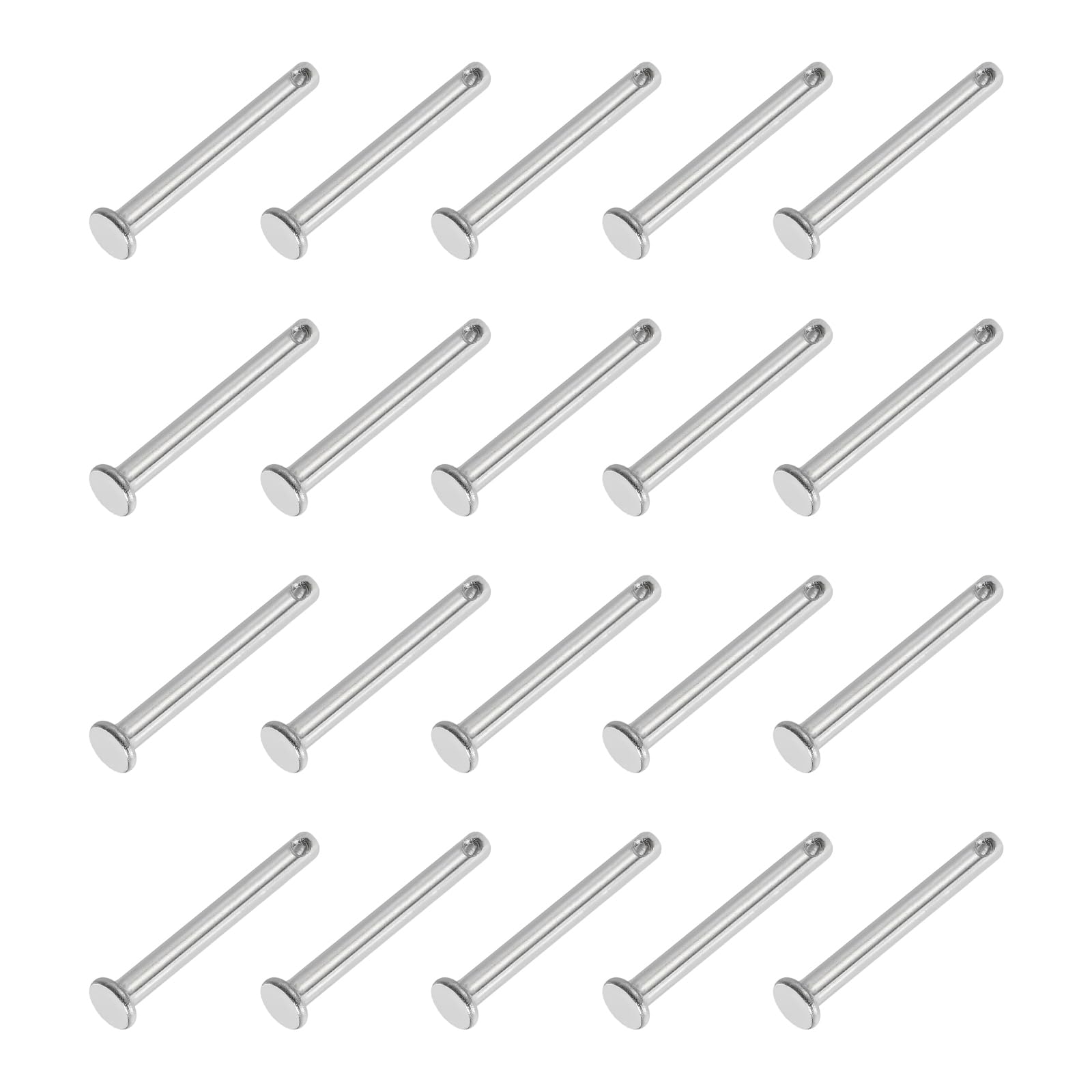 PATIKIL 4 x 35 Mm Single Hole Clevis Pins, 20 Pcs 304 Stainless Steel Flat Head Pin for Hitch Pin Lock Link Hinge Systems, Silver