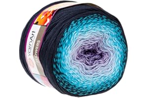YARN ART YarnArt Flowers Yarn 55% Cotton 45% Acrylic 250gr 1094yds Multicolor Cotton Yarn Rainbow Crochet Yarn Spring Summer 2 Sport Yarn (254)