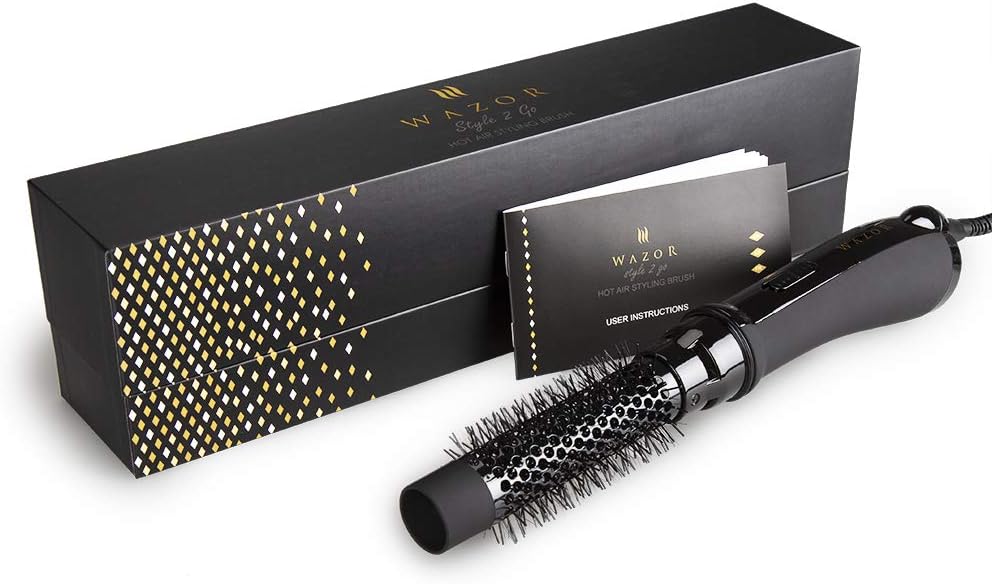 Salon Professional Ionic Hot Air Brush & Volumizer Ceramic Lightweight One Step 1000 Watt Styling Hair Dryer Brush, 1.25 Inch (Black)