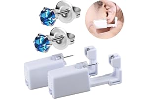 BeiLaiSun 2 Pack Ear Piercing Gun Safe Home Use Ear Piercing Kit Self Use Ear Piercer Disposable Piercing Ear Gun with 5mm Ear Stud（520#）