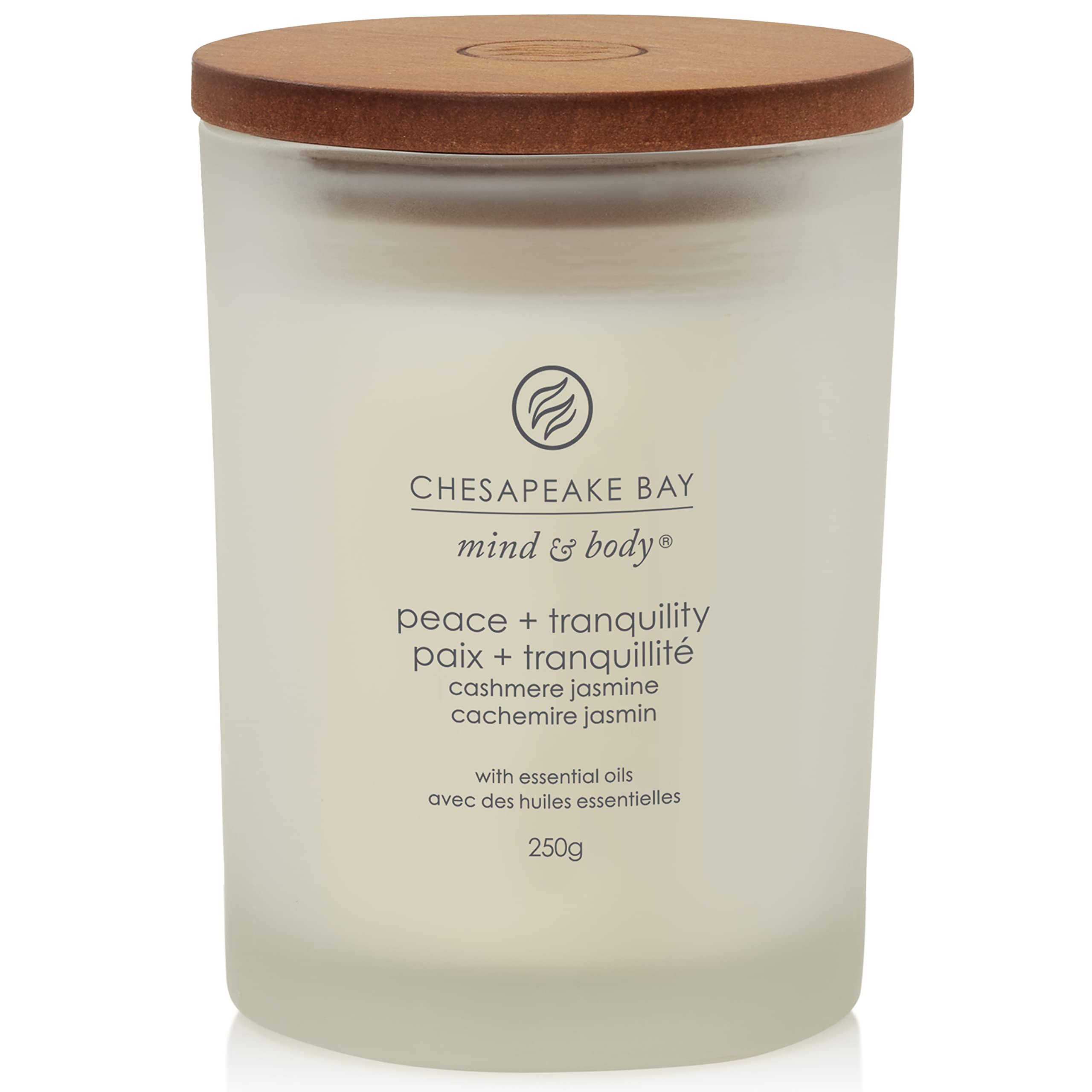 Chesapeake Bay Scented Candle | Peace + Tranquility (Cashmere Jasmine) Medium Tumbler Aromatherapy Candle | Burn Time: Up to 57 Hours | Mind & Body Collection | Gifts for Women