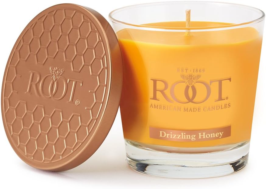 Root Candles Honeycomb Veriglass Scented Beeswax Blend Candle, Small, Drizzling Honey