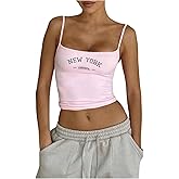 SOLY HUX Women's Letter Graphic Cami Crop Tops Spaghetti Strap Scoop Neck Summer Camisole