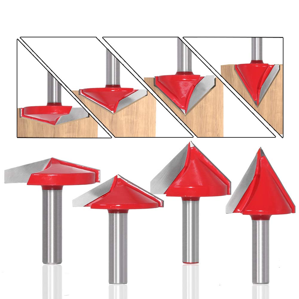 BIGP 6PCS 8mm Shank 60° 90° 120° V-Groove Router Bit Set, 3D V Shape Woodworking Bevelling Cutter CNC Engraving Router Bit