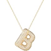 Necklace for Women, Gold Alphabet Necklace Crystal Personalized Diamond Letter Necklace Initial Pendant Fashion Zircon Jewelry Gift for Women(B)
