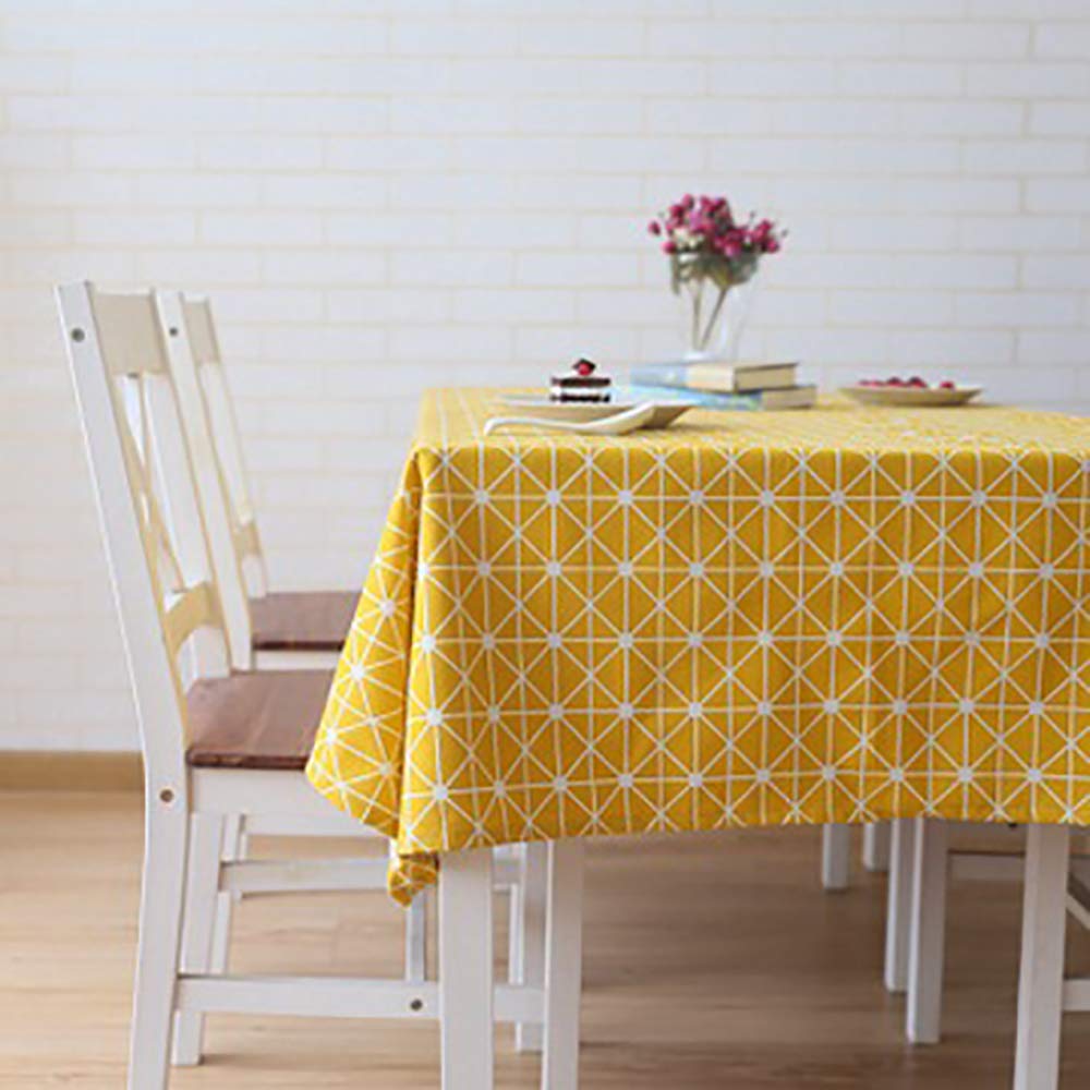 Bestenrose Tablecloth Rectangular Geometric Dinner Table Table Cover for Home Decor Kitchen Garden Outdoor Party (Yellow, 55 * 86in/140 * 220cm)