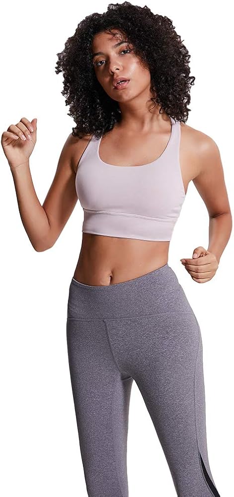 LITIAN Sports Bras for Women Strappy Longline Yoga Bra Padded Medium Support Workout Training Gym Bra at  Women’s Clothing store