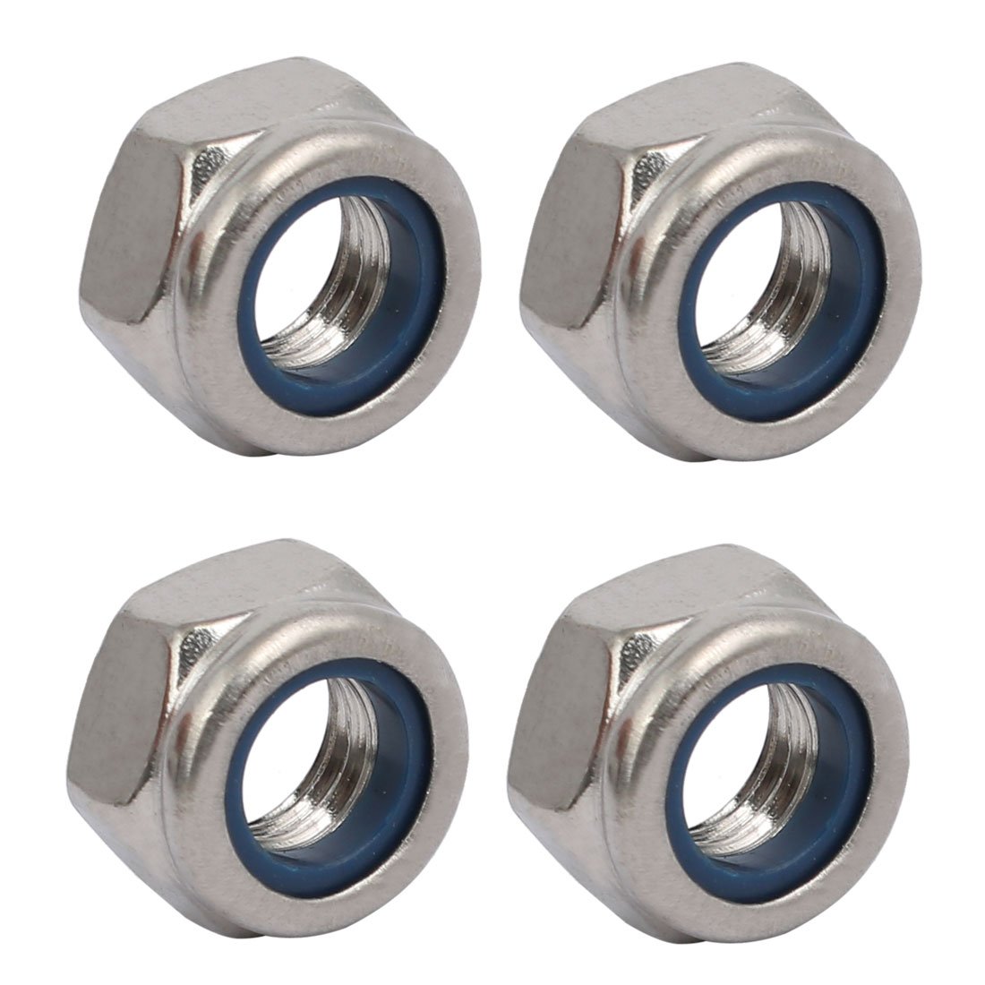 sourcingmap 4pcs M8 x 1.25mm Pitch Metric Thread 304 Stainless Steel Left Hand Lock Nuts