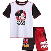 Disney Boys Rash Guard Set - 2 Piece Mickey Mouse Cars Lighting McQueen Buzz Lightyear Lilo and Stitch Boys Swim Set