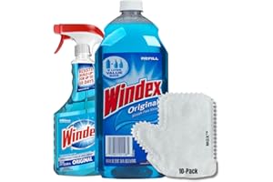 Mgx Windex Glass Cleaner Set (90 Fl Oz) Bundle Microfiber Cleaning & Dust Removal Gloves with Glass Cleaner Bundle, Streak-Free Polishing for Windows & Mirrors