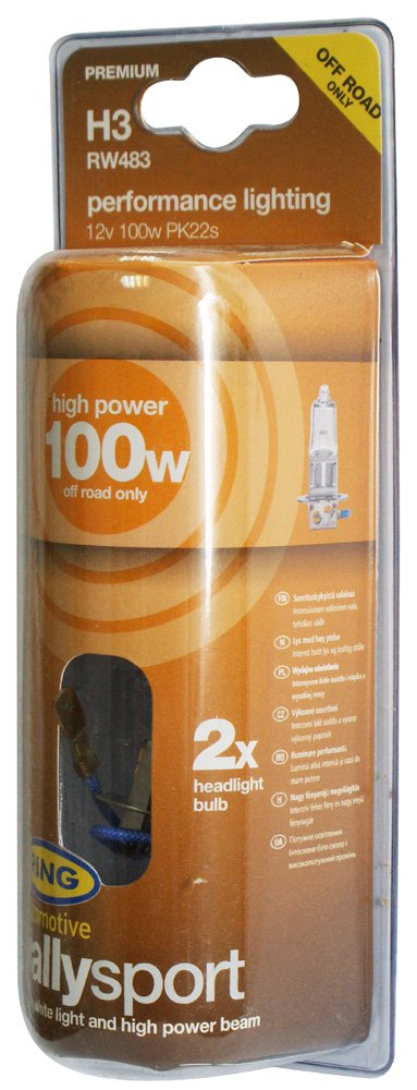 Ring Automotive RW483 12V 100W H3 Pk22S Ring Rally Sport Halogen Headlamp