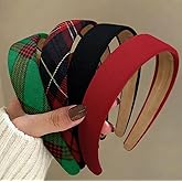Huachi Plaid Headbands for Women Red Headband Non Slip 1 inch Wide Cute Headband for Girls, Holiday Head Bands Elastic Hair Bands Fashion Hair Accessories