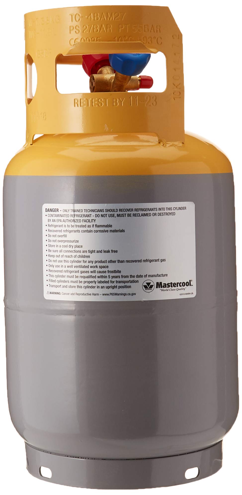 Mastercool DOT-Approved Recovery Cylinders For Refrigerant (Model