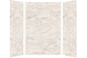 Transolid SWK603696-48 SaraMar 36-in X 60-in X 96-in Glue 3-Piece Shower Wall Kit, Biscotti Marble, 88 Sq Ft
