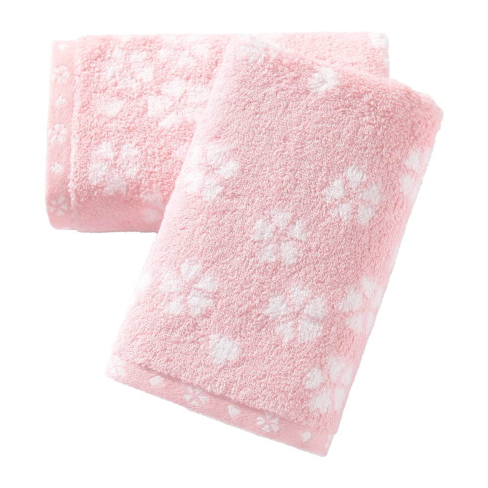 sense gnosis Sakura Pattern Pink Hand Towels Set of 2 Super Soft 100% Cotton Decorative Floral Hand Towels for Bathroom 13 x 29 Inch