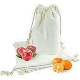 YICHEN Cotton Storage Bags,10 x 12 Inch 10 pack Muslin Bags Beige with Drawstrings, 100% Natural Cotton Versatile Multi Use.