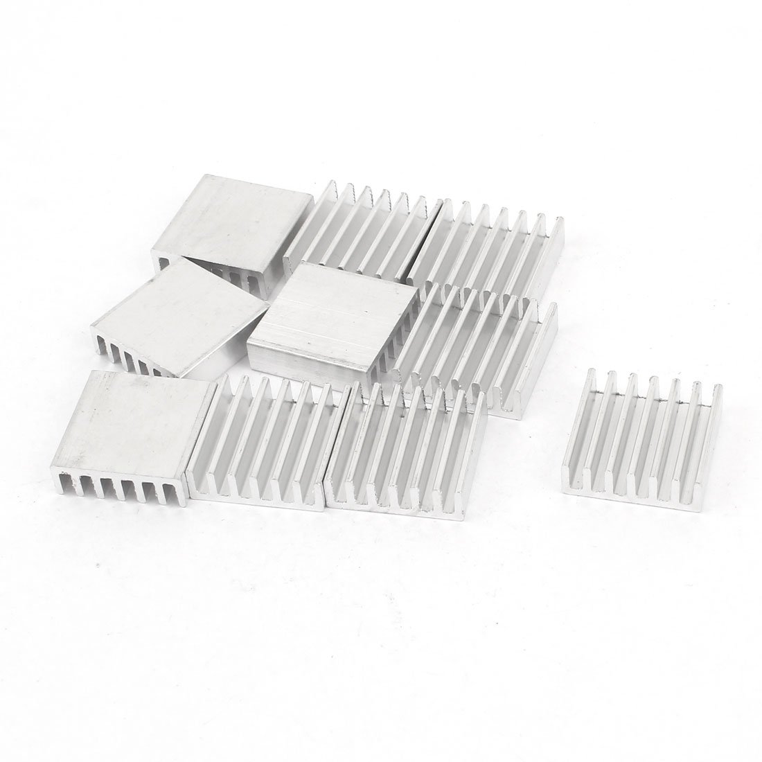 sourcing map 10 Pcs Silver Tone Aluminum Radiator Heat Sink 20mm x 20mm x 6mm