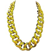 Fuqimanman2020 Chunky Faux Gold Cuban Link Necklace Big Plastic Collar for Men Women Hip Hop Rapper Night Club Punk Outfits Costume Statement Jewelry