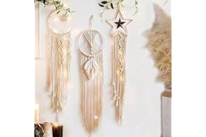 KIENUGER Dream Catcher Wall Decor Macrame Dream Catchers for Bedroom Adult Boho Wall Hanging with Tassels for Home Decor Ornaments and Gifts for Friends (3pcs) (Owl Circle)