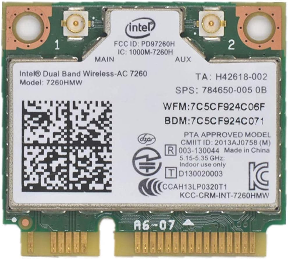Internal Components Network Card For Intel 7260hmw Dual Band Wireless Ac 7260 Network Adapter Pci Express Half Mini Card 802 11 B A G N Ac Computers Accessories Ddechuquisaca Gob Bo