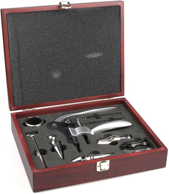 10 Piece Wine Tool Set Bottle Opener Wooden Gift Box Corkscrew