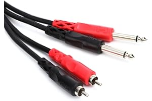 Hosa CPR-202 Stereo Interconnect, Dual 1/4 Inch TS to Dual RCA, 6.5 Feet