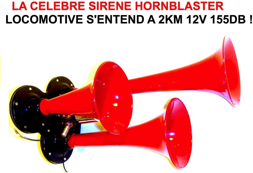 LCM2014 Refers to 2 KM. hornblaster Train Horn 12 V 3 Horns Red 165db. The Famous hornblaster. Amazing Power Raid Preparation 4x4