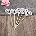 ULTNICE Diamond Cake Topper Cupcake Picks Wedding Party Decoration 50pcs (Glitter Silver)
