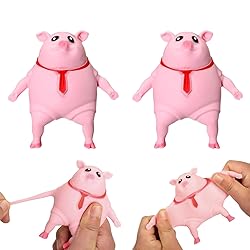 2 Pack Pink Pig Stress Balls Toy, Funny Novelty