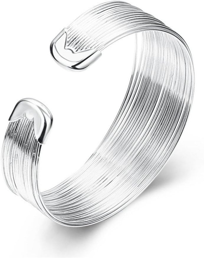 Kacon 925 Sterling Silver Bangle Bracelet, HTOMT Fashion Simple Open Bangles Cuff Jewelry for Women