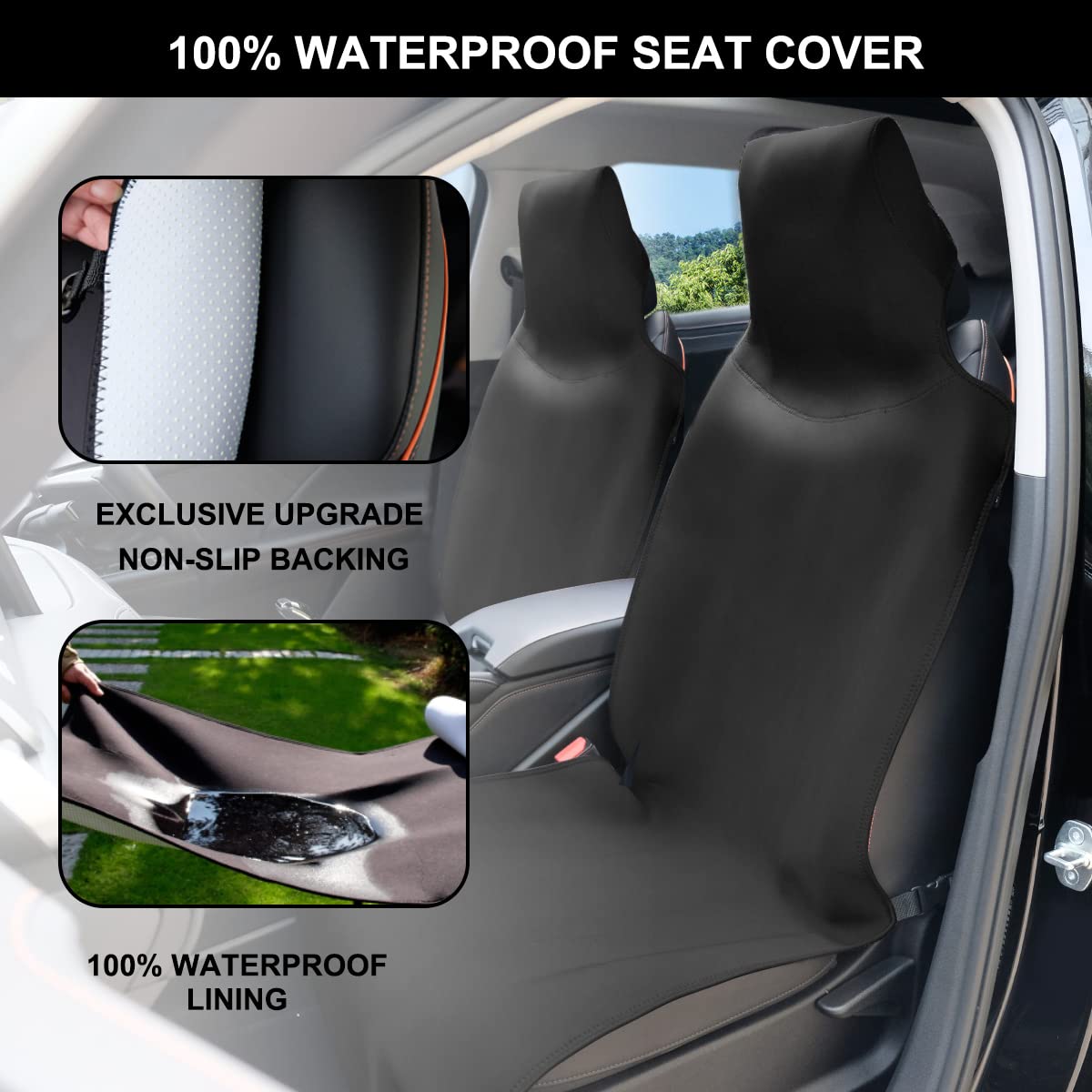 INFANZIA Premium Waterproof Seat Cover Towel Protector Neoprene Universal Fit, Upgraded 100% Washable & Removable Non-Slip Sweat Carseat Towel Covers, Perfect for Gym/Yoga/Workout（Black,1PCS