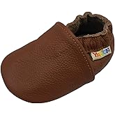 YALION Baby Leather Shoes,SOFE Sole Baby Walking Shoes,Slip-on Boys Girls Slippers with Elastic Ankle,Anti-Slip Crib Shoes for Infant Toddlers