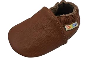 YALION Soft Leather Baby Shoes Moccasins Slip-on Boys Girls Slippers with Elastic Ankle, Anti-Slip First Walking Crib Shoes for Infant Toddlers
