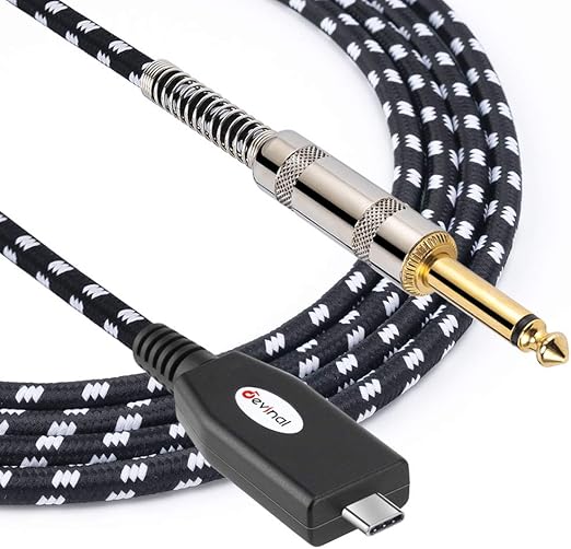 USB C Guitar Cable, Devinal Guitar Bass to USB TypeC Recording Cord Adapter Link