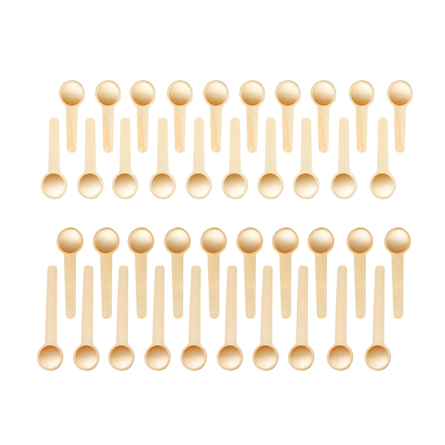 Zzcy Pack of 40 Mini Wooden Spoon Wooden Teaspoon Kitchen Wooden Spoon for Spices Salt Sugar Honey Jam,10 Pieces of Each of The 4 Sizes with Short Handle(6.8 7.5 8.5 10 cm)