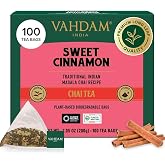 VAHDAM Sweet Cinnamon Chai Tea Bags (100 Count) Masala Chai Pyramid TeaBags | Sweet, Warming, Aromatic | Spiced Masala Chai with Natural Cinnamon | 100% Natural Spices | Non GMO | Brew Hot or Iced