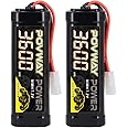 POVWAY 7.2V 3600mAh NiMH RC Battery Packs with Tmiya Connector for RC Car RC Vehicles Traxxas LOSI Associated HPI Kyosho Tamiya Quadcopter Drone RC Hobbies - 2 Pack