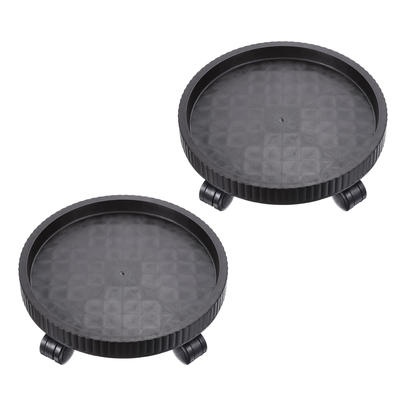 PATIKIL Plant Stand with Wheels, 2 Pack 12 Inch Heavy Plant Roller Base Movable Flower Round Potted Pallet Rolling Planter Caddy for Indoor Outdoor, Brown