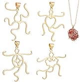 PH PandaHall 4pcs 18K Gold Claw Prong Pendant Setting Blank Gold Pendant Tray Base Brass Adjustable Pendant Blank Irregular Stone Holder Charms for Handmade Necklace Jewelry Making Wrapping Gemstone