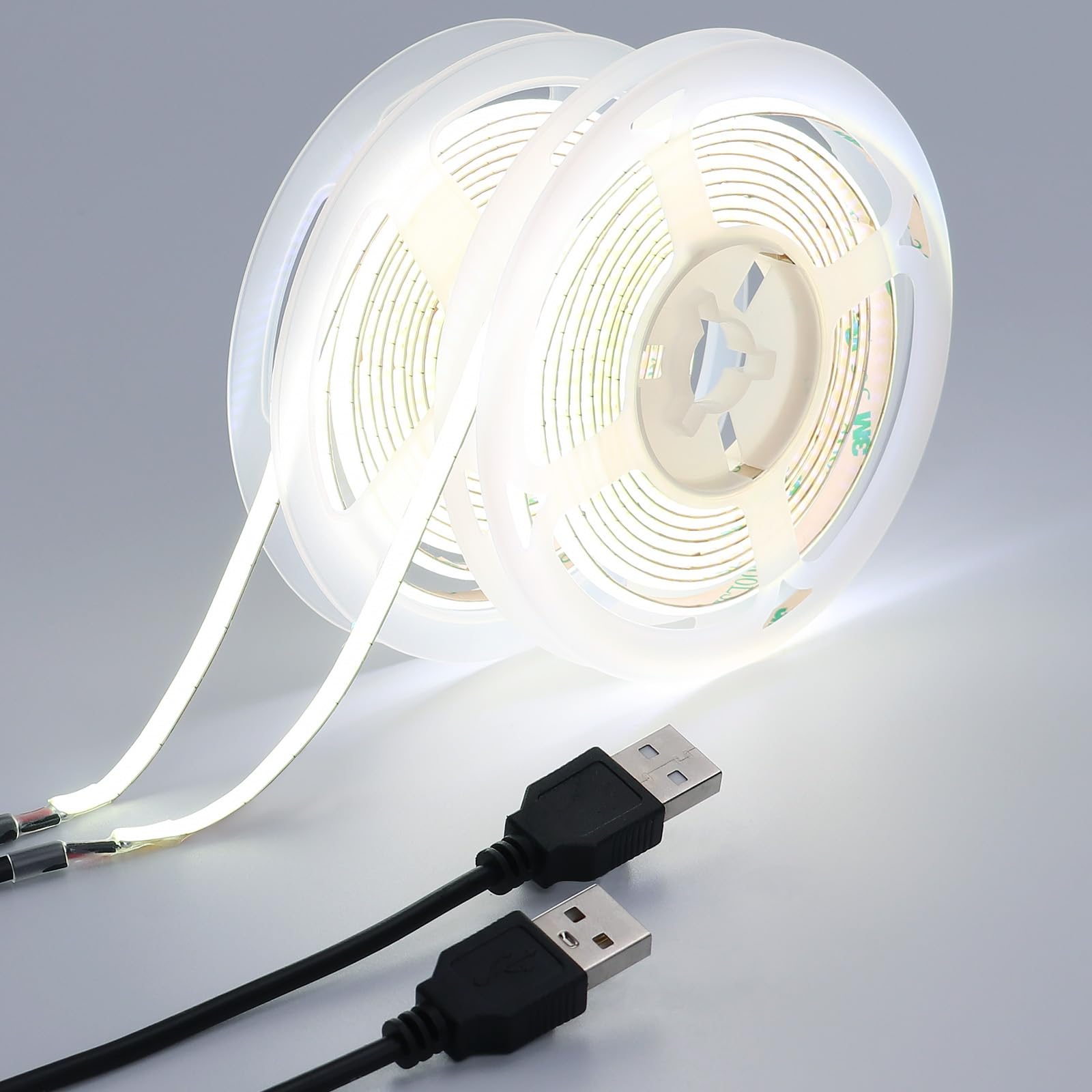 GOMING 5V COB USB LED Strip Light Cool White 6000K 5mm Width USB Powered 4M(2pcs x 2M) 400LEDs/M CRI 93+ Flexible High Brightness IP20 Not Waterproof LED Tape Lights for DIY Decoration Lighting — image 1