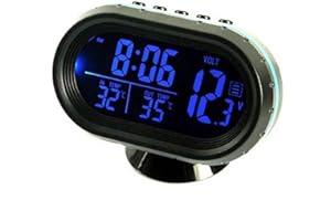 MACHSWON 12V Multi-Function car Cigarette Lighter LCD Clock, Indoor Outdoor Car LCD Digital Thermometer,Tempeure Meter Clock Probe Sensor