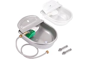 NAOEDEAH 1.2 Gal Auto Fill Dog Waterer Bowl with Brass Float Valve Automatic Livestock Waterer Trough for Animal Horse Pig Goat Sheep Outdoor Water Dispenser Extra Large Outside Cattle Waterer