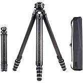 Falcam TreeRoot F38 Pro Carbon Fiber Tripod, 61" Quick Lock Travel Tripod with 360° Ball Head, 5kg Load, F22 Interfaces, 1/4" Screw, Carry Strap Holes for DSLR, Mirrorless, and Video Cameras