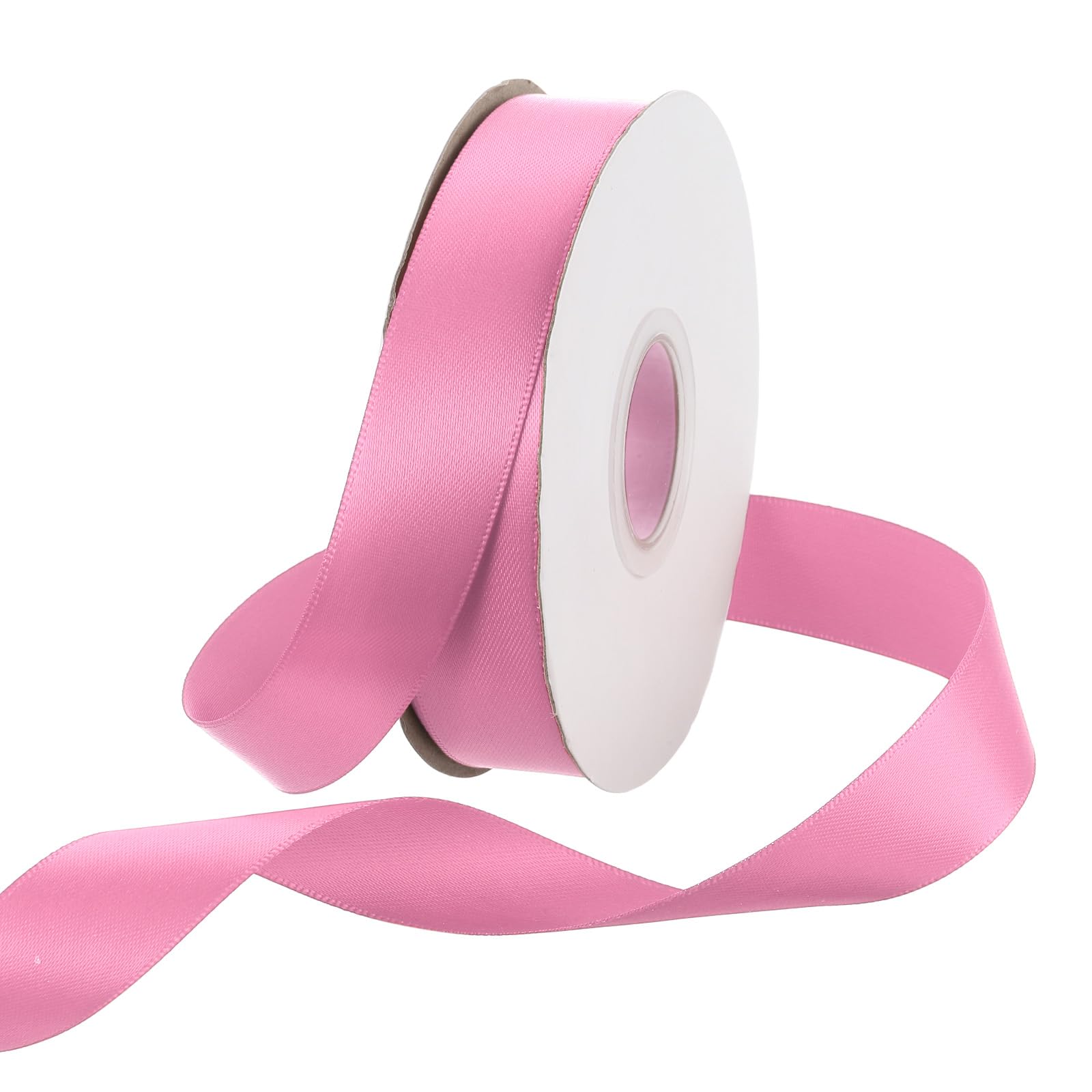 Rebower 20mm Satin Ribbon 23m Thick Double Face Grosgrain Silk Ribbon, [for Gift Wrapping, Hair Bows, Wedding, Cake, Flower] - 25 Yard/75ft/ Pink