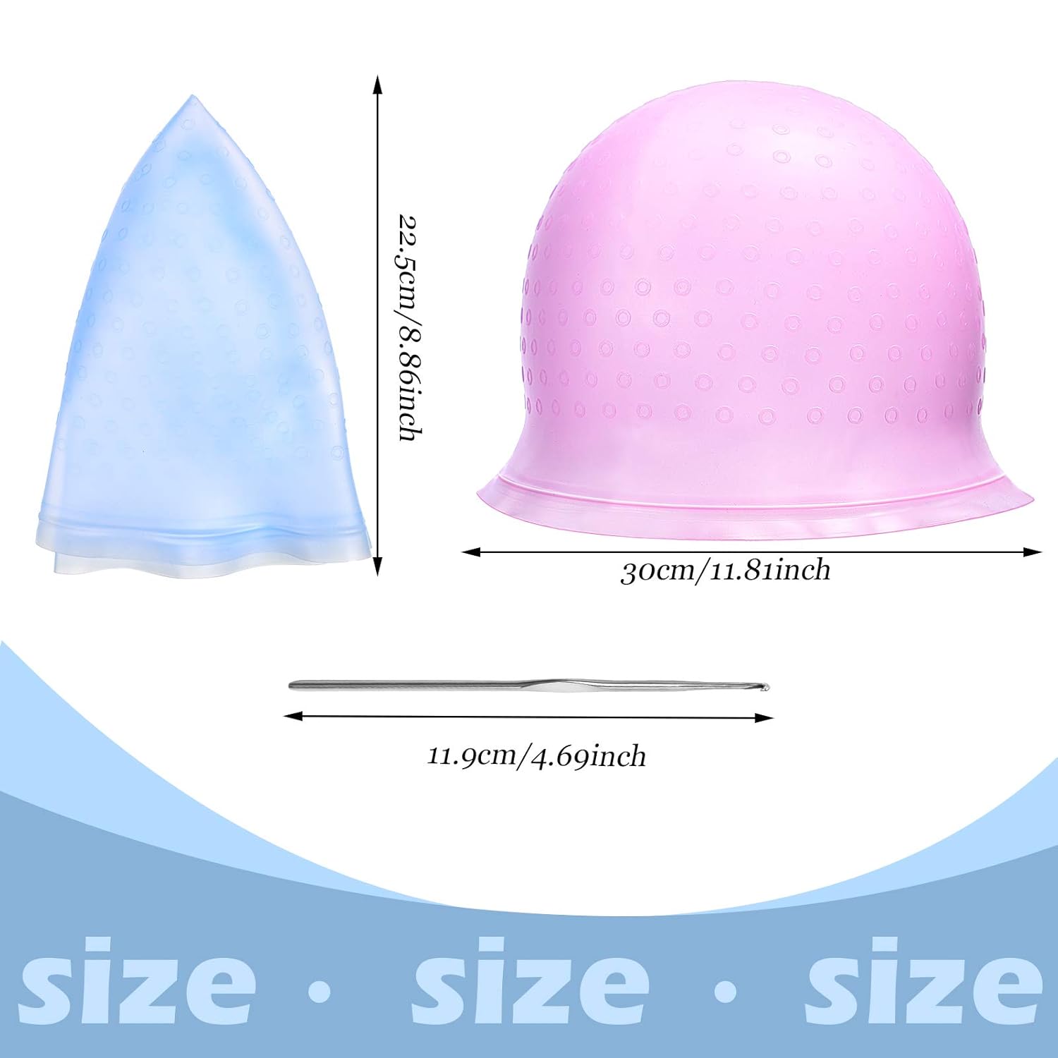 3 Pieces Reusable Silicone Hair Staining Cap Multicolor Hair Coloring Dye Cap with Metal Hook Silicone Hair Coloring Highlighting Cap for Home Salon Hairdressing Tools (Blue, White, Purple) : Beauty