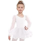 Zaclotre Ballet Leotards for Girls Mesh Long Sleeve Toddler Tutu Dress Dance Outfit Ballerina Costume